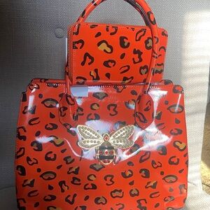 Stylish Neon Orange Leopard Print Handbag